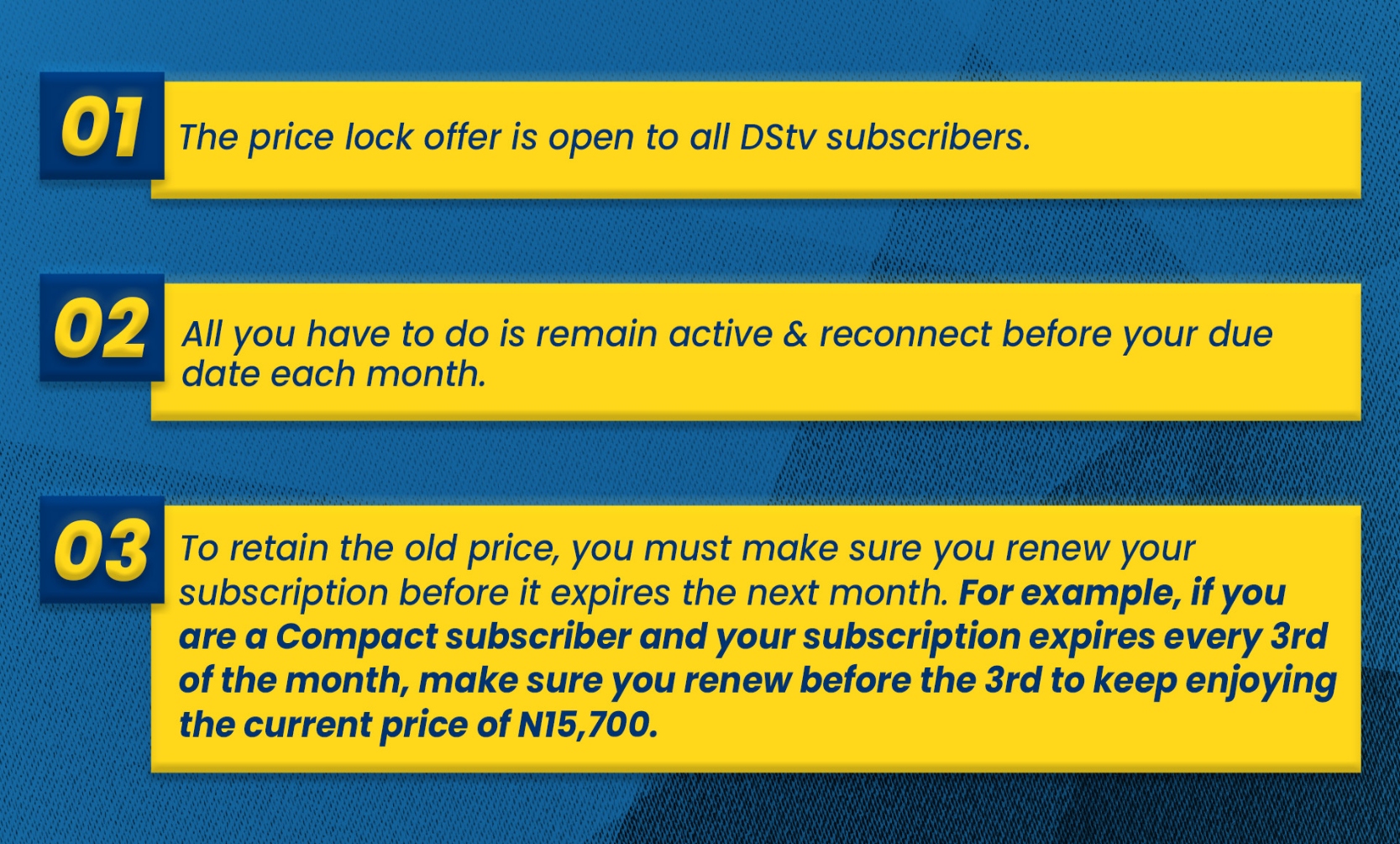 Stay connected to lock in your price
