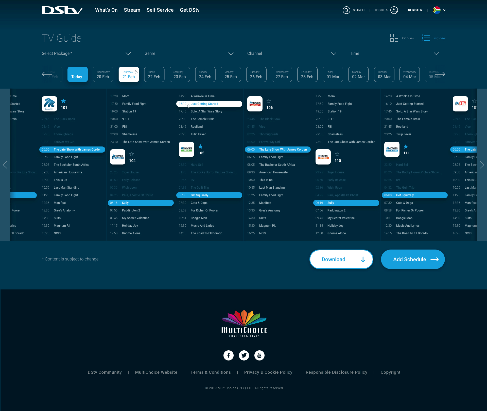 Manage your TV Guide Schedules