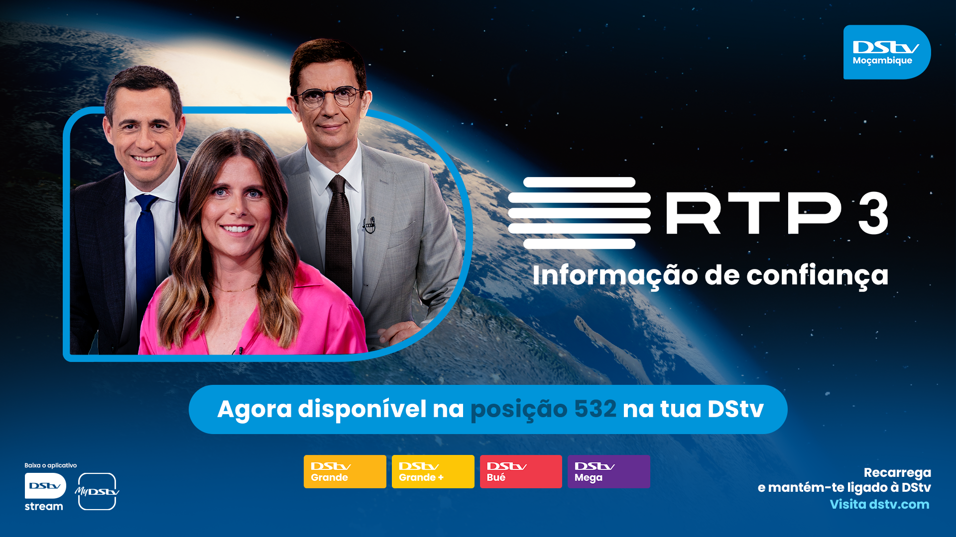 A RTP3 já está disponível na DStv